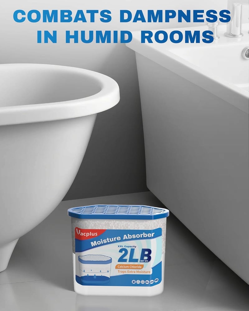 Vacplus Moisture Absorber Buckets – Large Capacity Dehumidifier and Humidity Absorber for Closet, Basement, Bathroom, RV, and Storage Areas, Unscented, 2 lbs, 6 Pack - Image 3